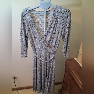 Apt 9 Gray Black Print Wrap Dress